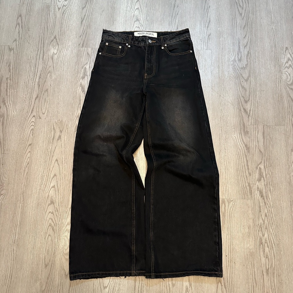 Non Foya Black Raw Baggy Denim